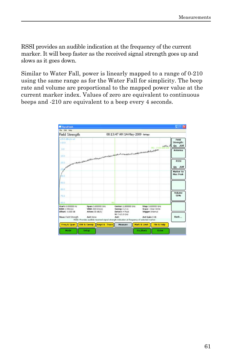 Received signal strength indicator (rssi), Figure 46 example, field signal strength - rssi, Received signal | See “received | Bird Technologies SH-36S-RM-Manual User Manual | Page 77 / 130