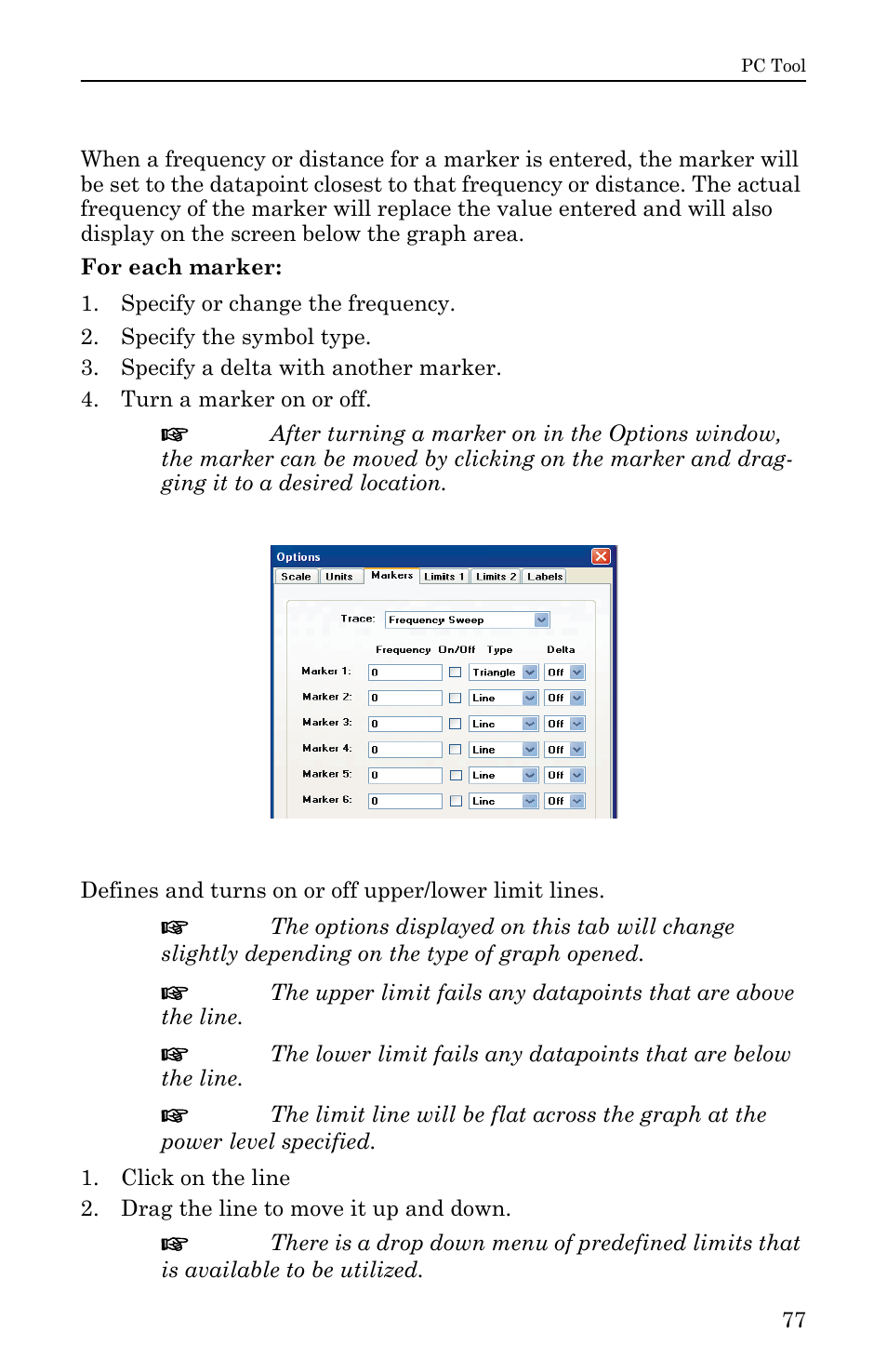 Markers tab, Figure 56 example, markers tab, Limits 1 tab | Markers tab limits 1 tab | Bird Technologies SH-36S-RM-Manual User Manual | Page 93 / 130