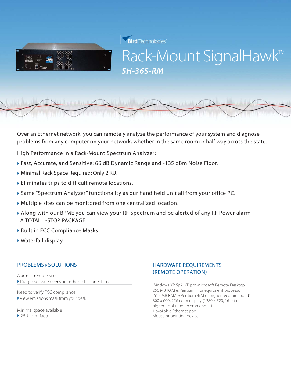 Bird Technologies SH-36S-RM-Datasheet User Manual | 2 pages