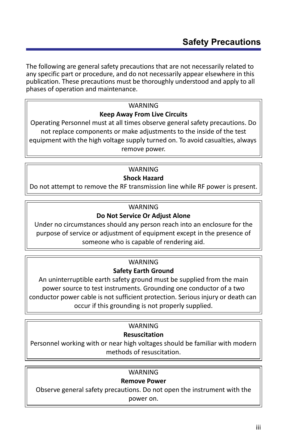 Safety precautions | Bird Technologies SA-6000XT-Manual User Manual | Page 3 / 112