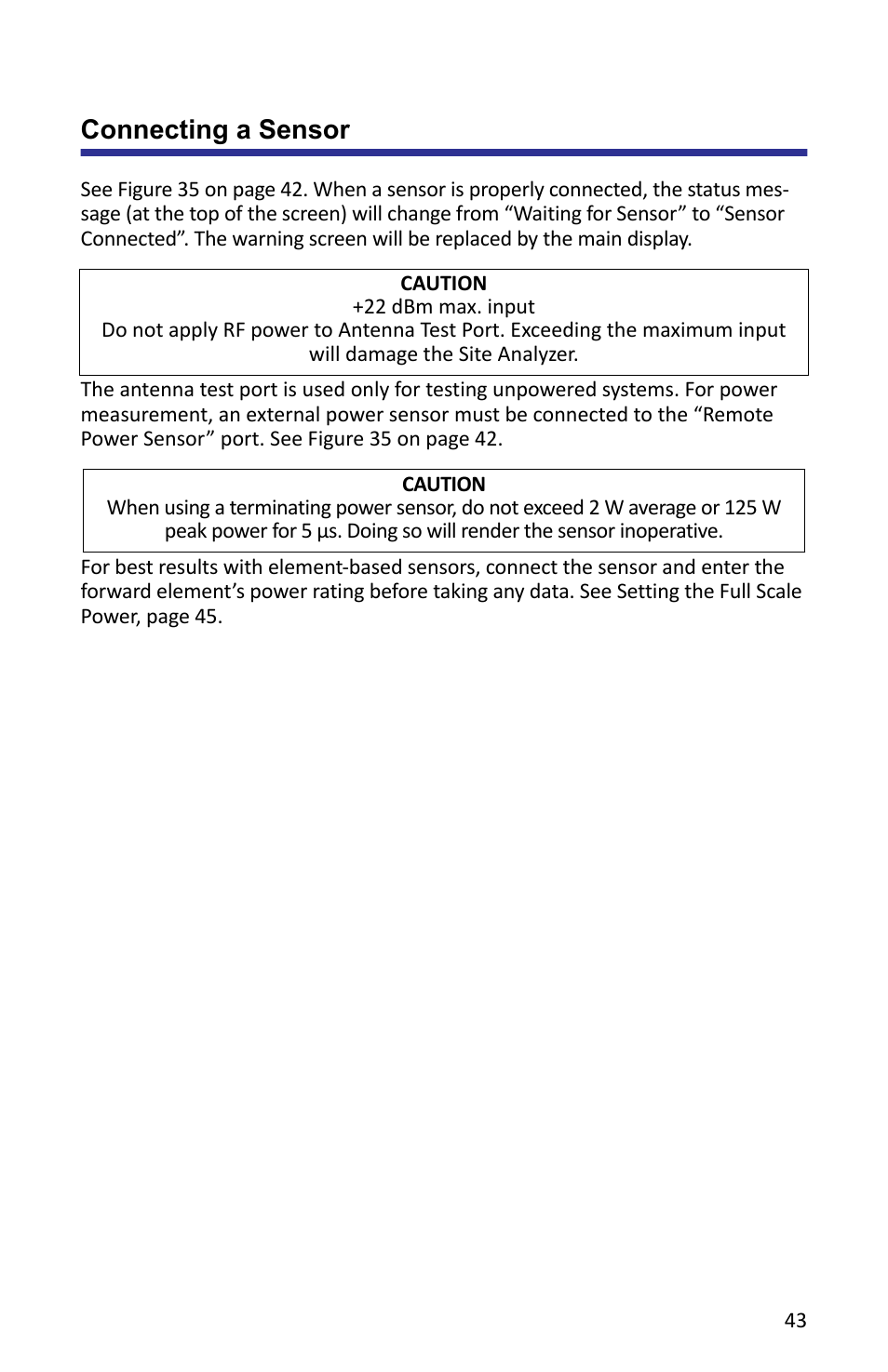 Connecting a sensor | Bird Technologies SA-6000XT-Manual User Manual | Page 59 / 112