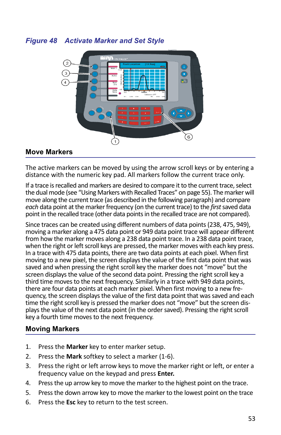 Figure 48 activate marker and set style, Move markers, Moving markers | Move markers moving markers | Bird Technologies SA-6000XT-Manual User Manual | Page 69 / 112