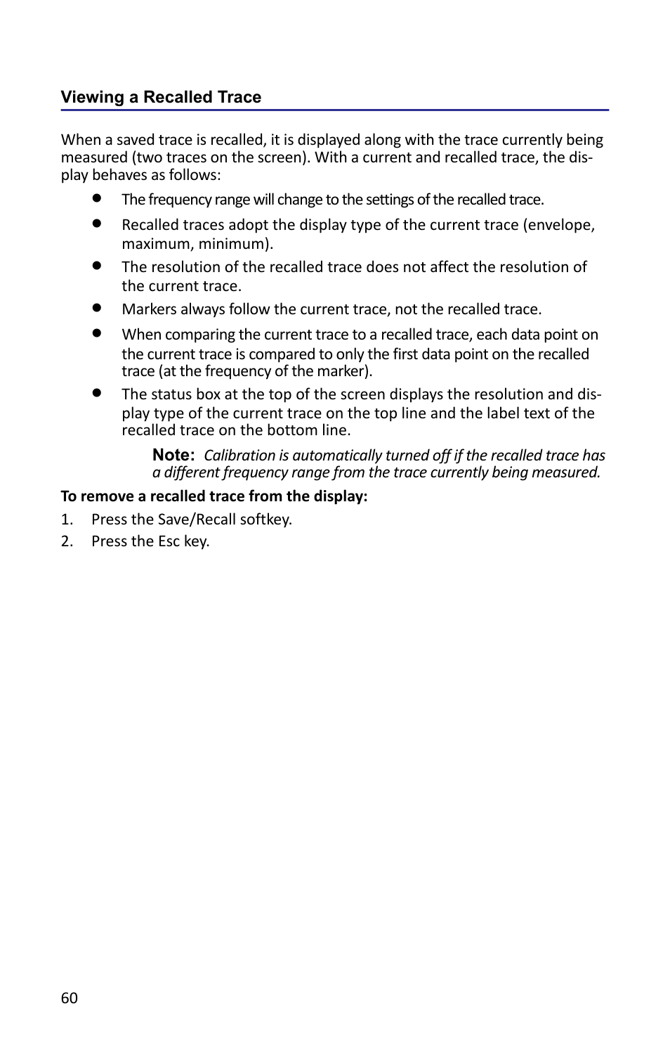 Viewing a recalled trace | Bird Technologies SA-6000XT-Manual User Manual | Page 76 / 112