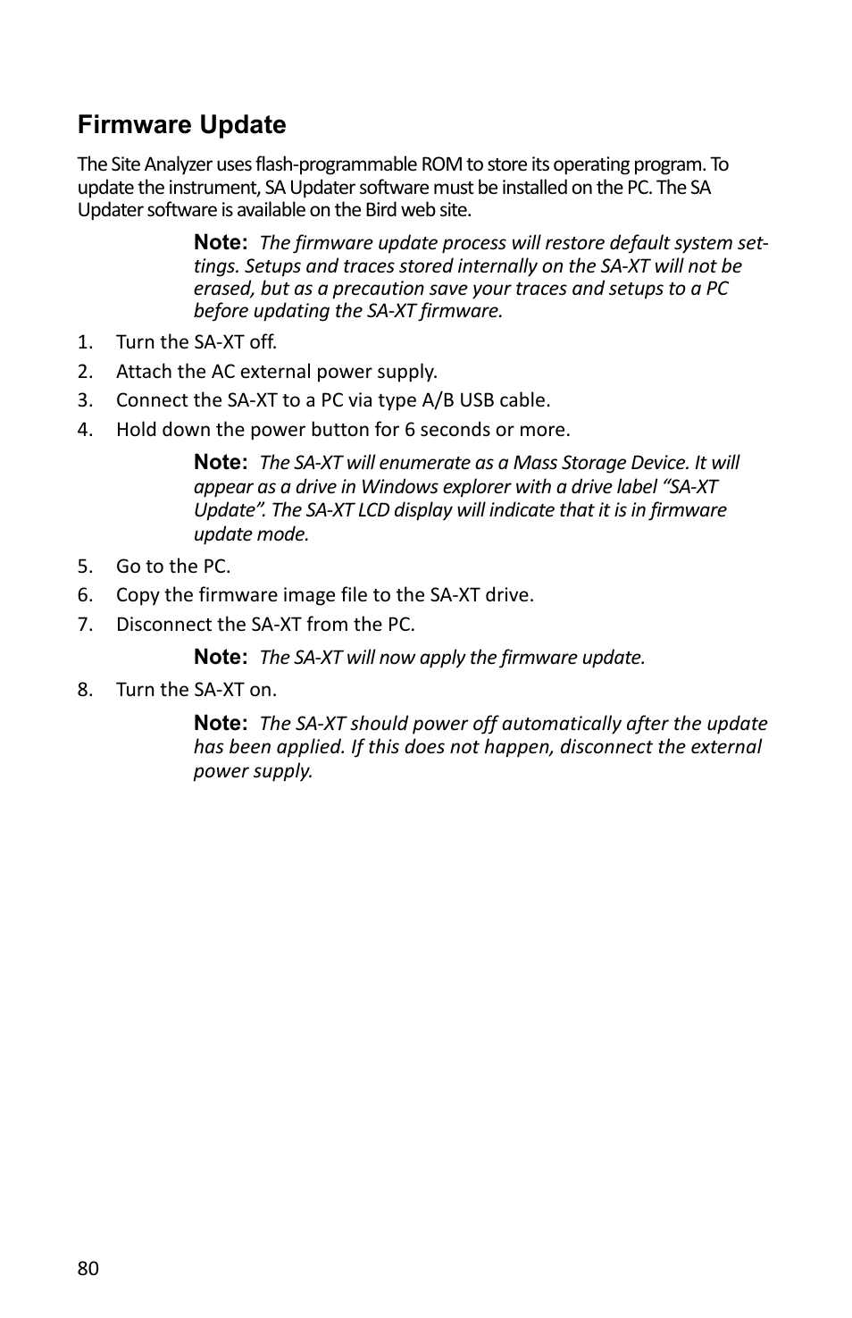 Firmware update | Bird Technologies SA-6000XT-Manual User Manual | Page 96 / 112