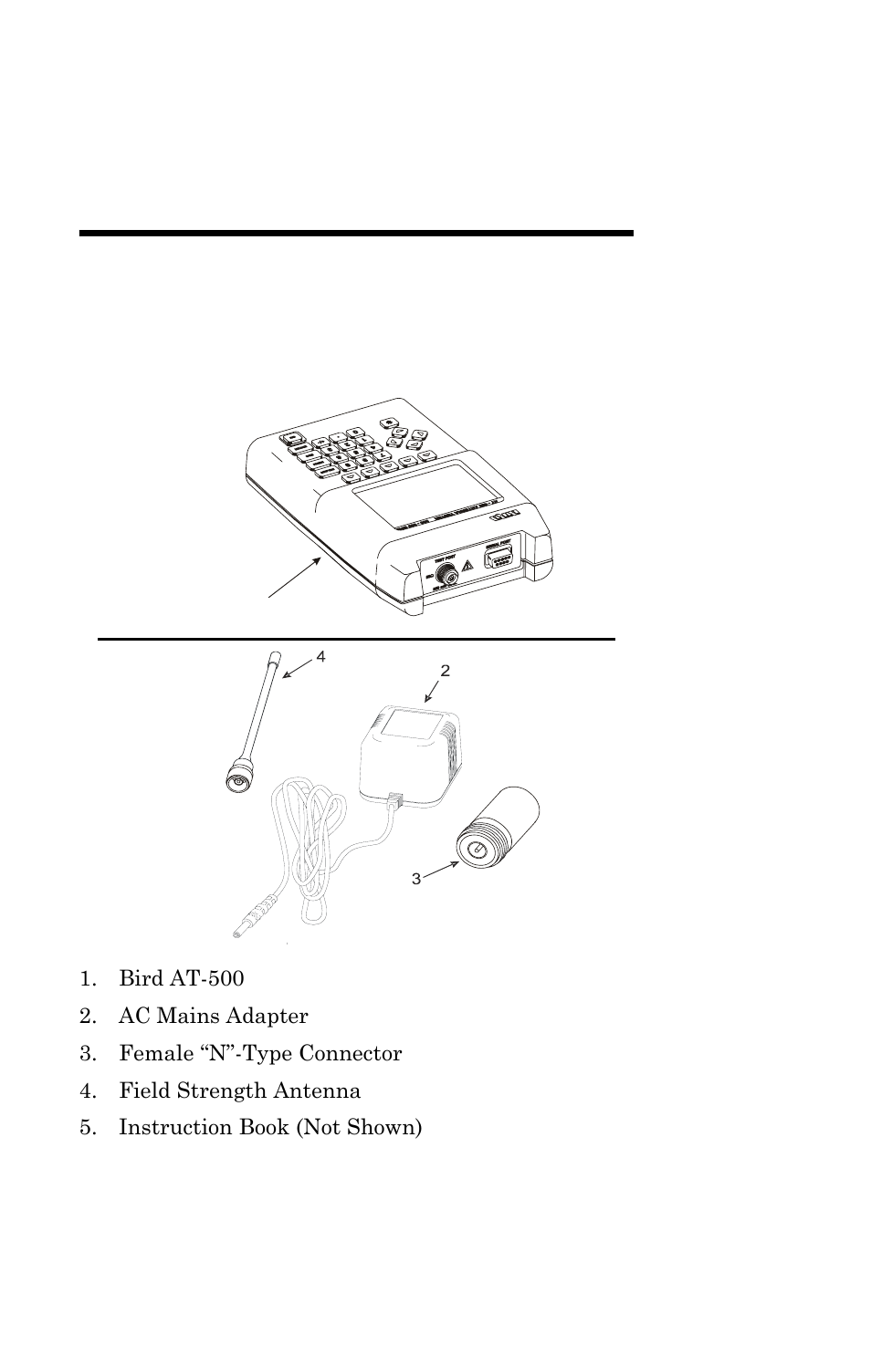 Chapter 1 introduction, Items supplied, Figure 1 supplied items | Bird Technologies AT-500-Manual User Manual | Page 19 / 73
