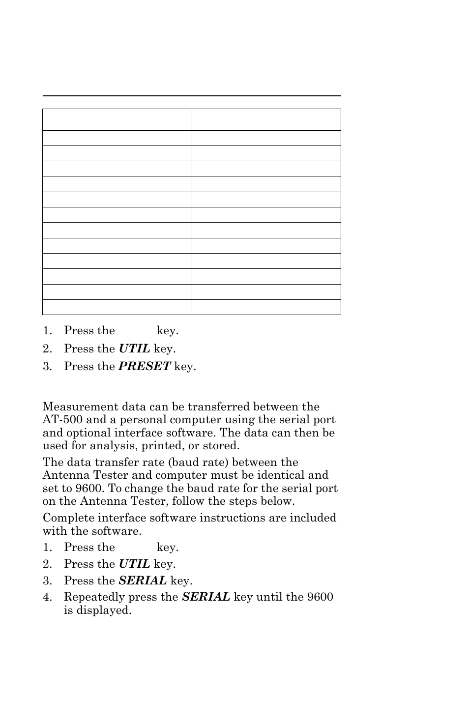 Set serial baud rate | Bird Technologies AT-500-Manual User Manual | Page 31 / 73