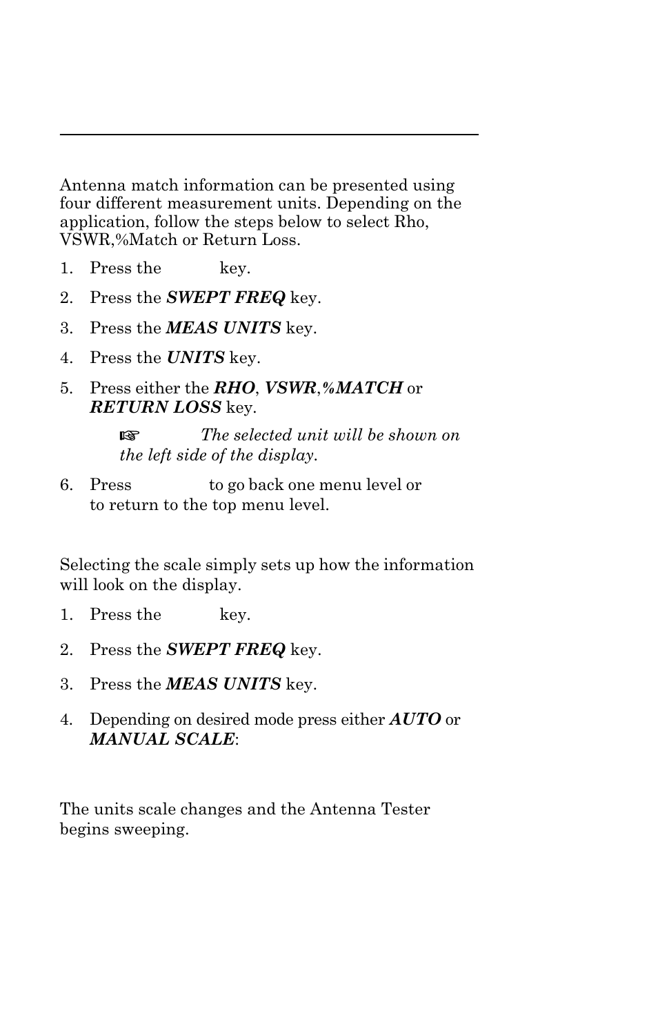 Select measurement units, Select auto or manual scale | Bird Technologies AT-500-Manual User Manual | Page 43 / 73