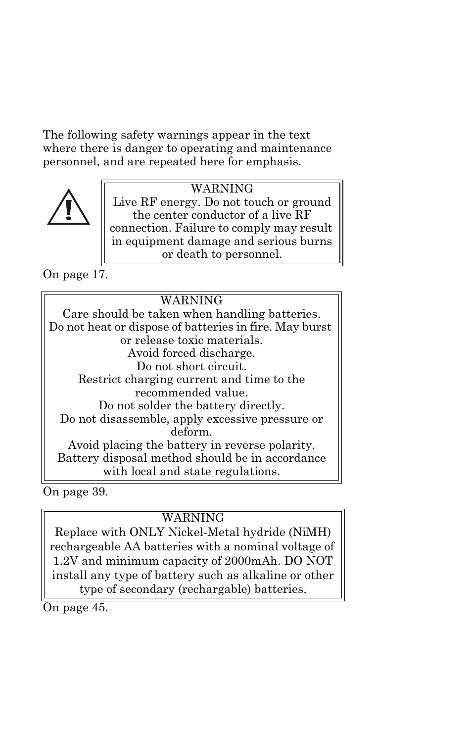 Warning statements | Bird Technologies AT-500-Manual User Manual | Page 5 / 73