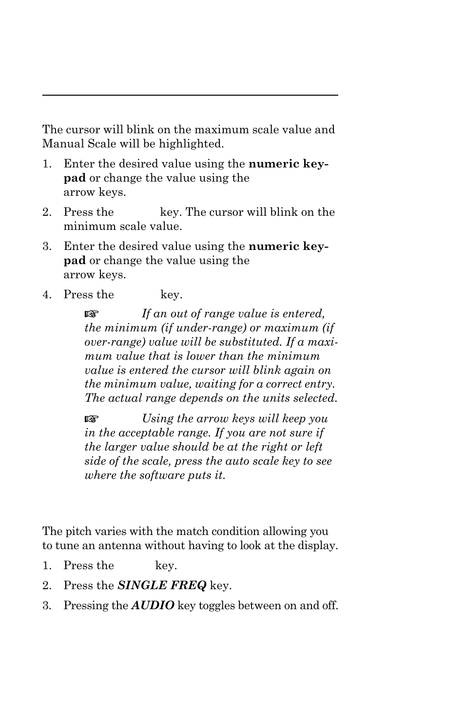 Turn audio on/off, Manual scale turn audio on/off | Bird Technologies AT-500-Manual User Manual | Page 53 / 73