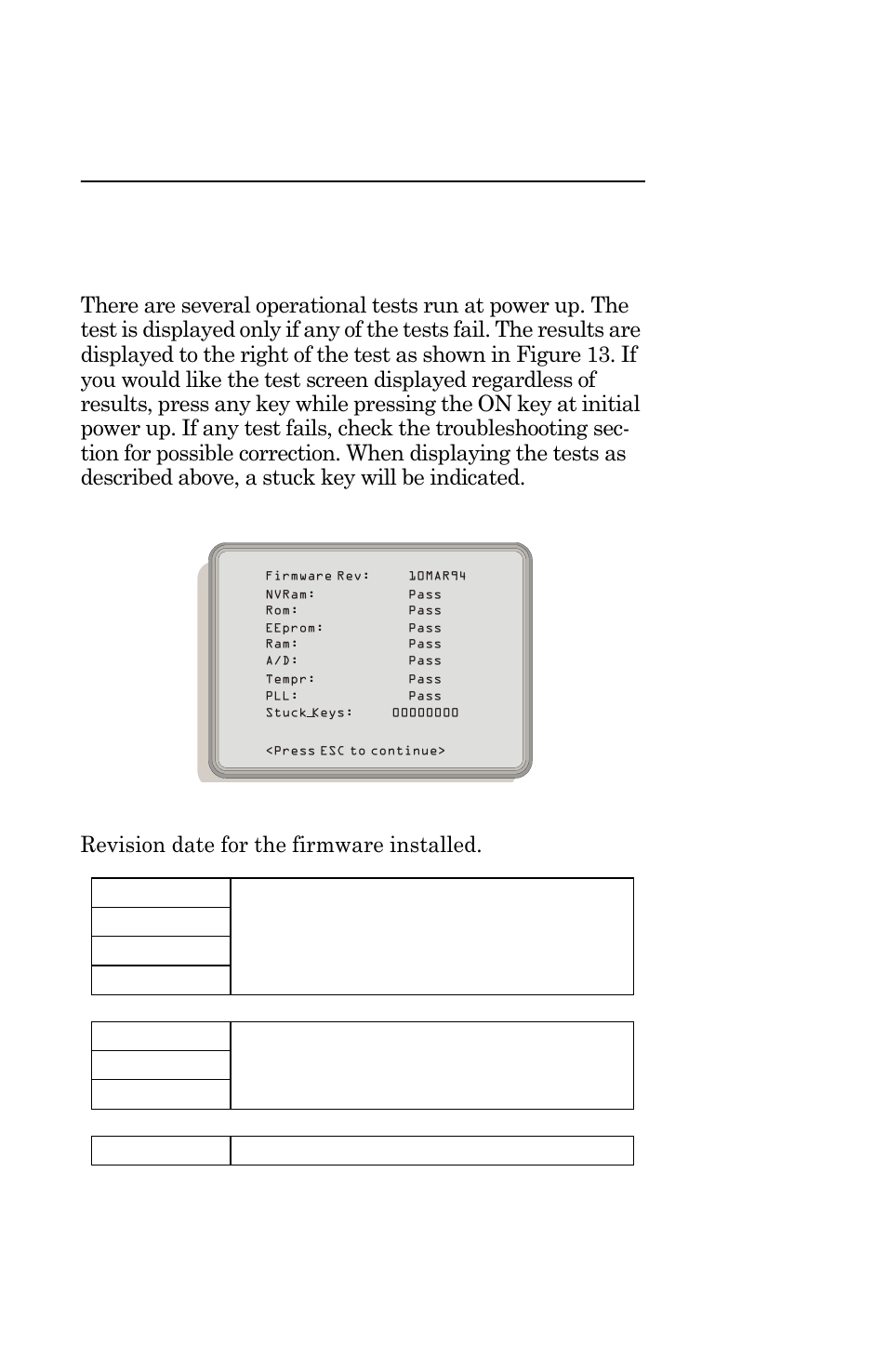 Operational tests, Power-up, Figure 13 power-up test | Power-up firmware rev | Bird Technologies AT-500-Manual User Manual | Page 59 / 73