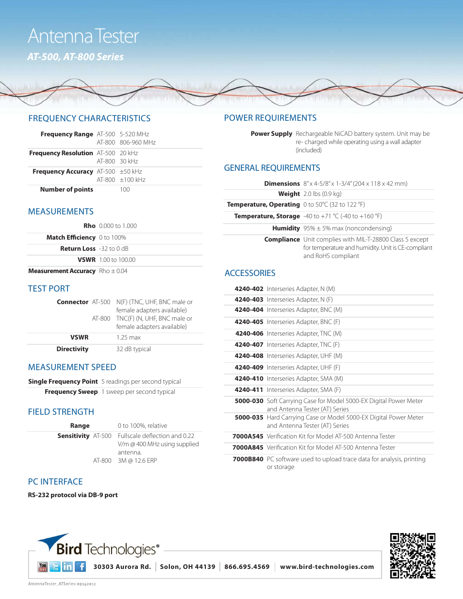 Antenna tester | Bird Technologies AT-800-Datasheet User Manual | Page 2 / 2