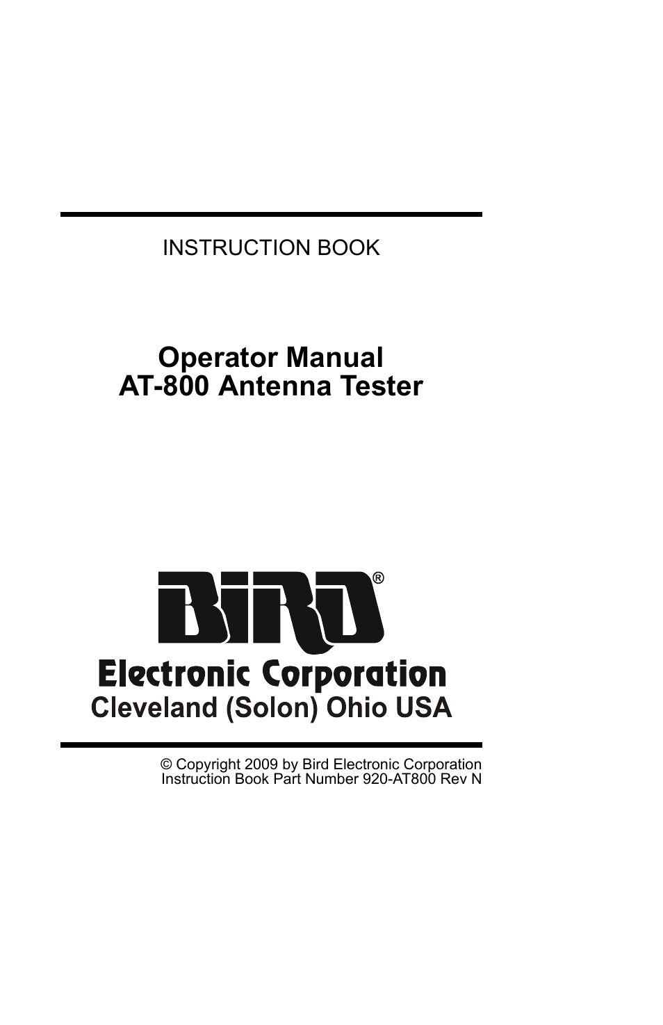 Bird Technologies AT-800-Manual User Manual | 74 pages