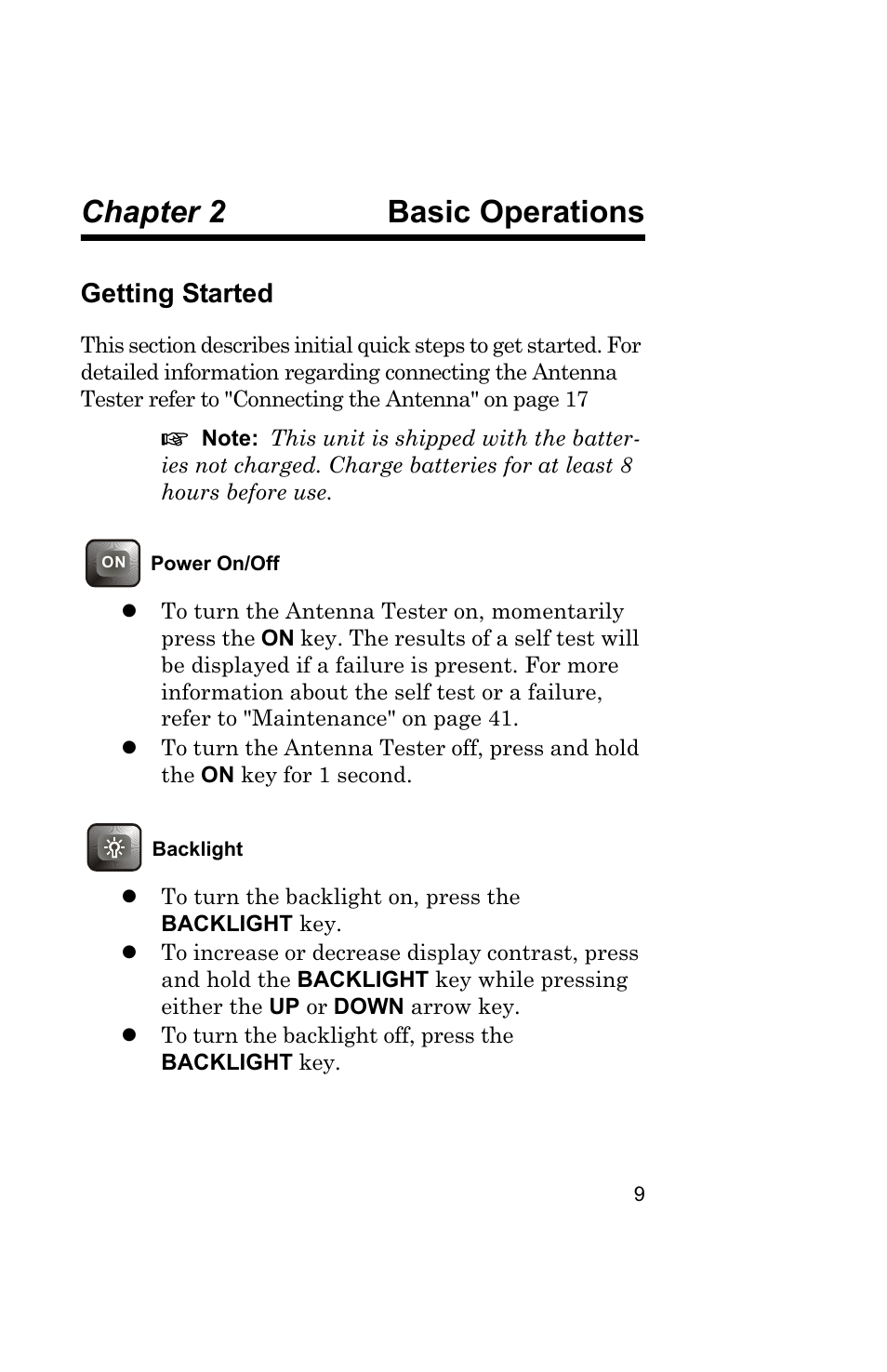 Chapter 2 basic operations, Getting started | Bird Technologies AT-800-Manual User Manual | Page 27 / 74