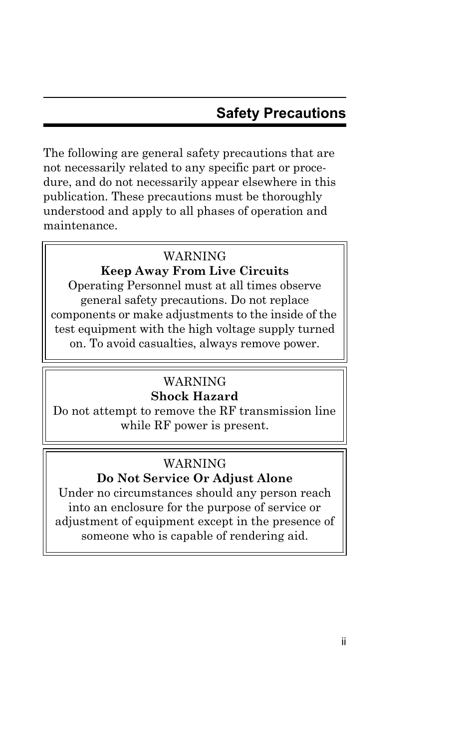 Safety precautions | Bird Technologies AT-800-Manual User Manual | Page 3 / 74