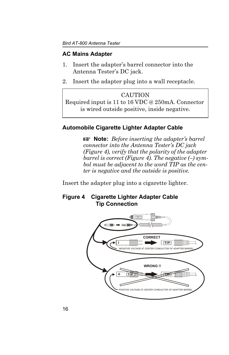 Ac mains adapter, Automobile cigarette lighter adapter cable, Ac mains adapter automobile cigarette | Bird Technologies AT-800-Manual User Manual | Page 34 / 74