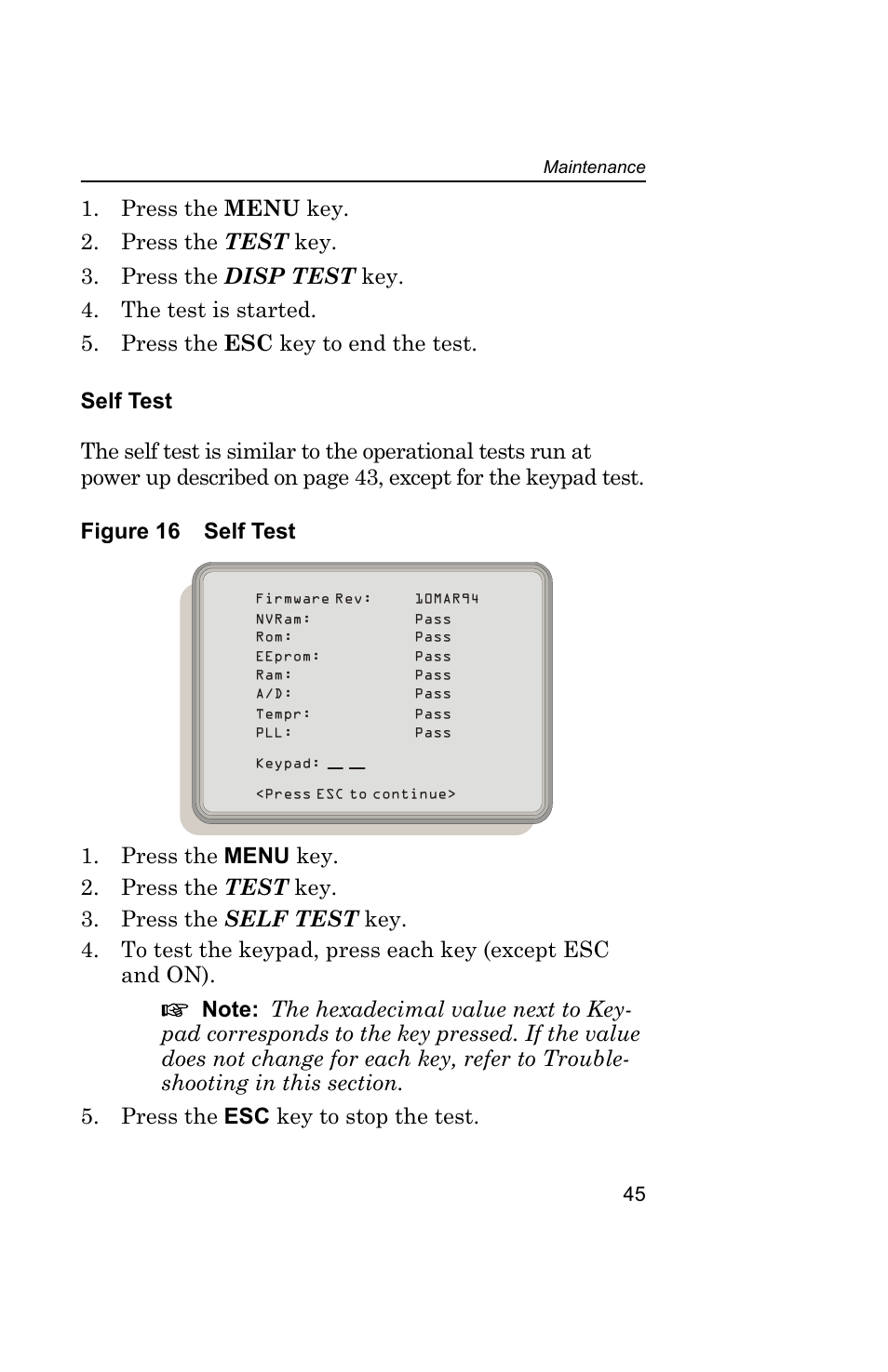 Self test, Figure 16 self test | Bird Technologies AT-800-Manual User Manual | Page 63 / 74
