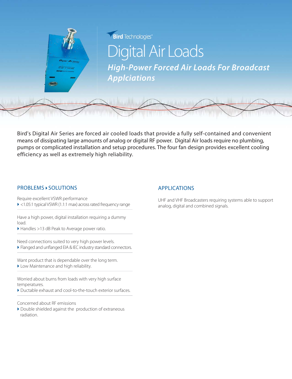 Bird Technologies DA40 UHF Series-Datasheet User Manual | 2 pages