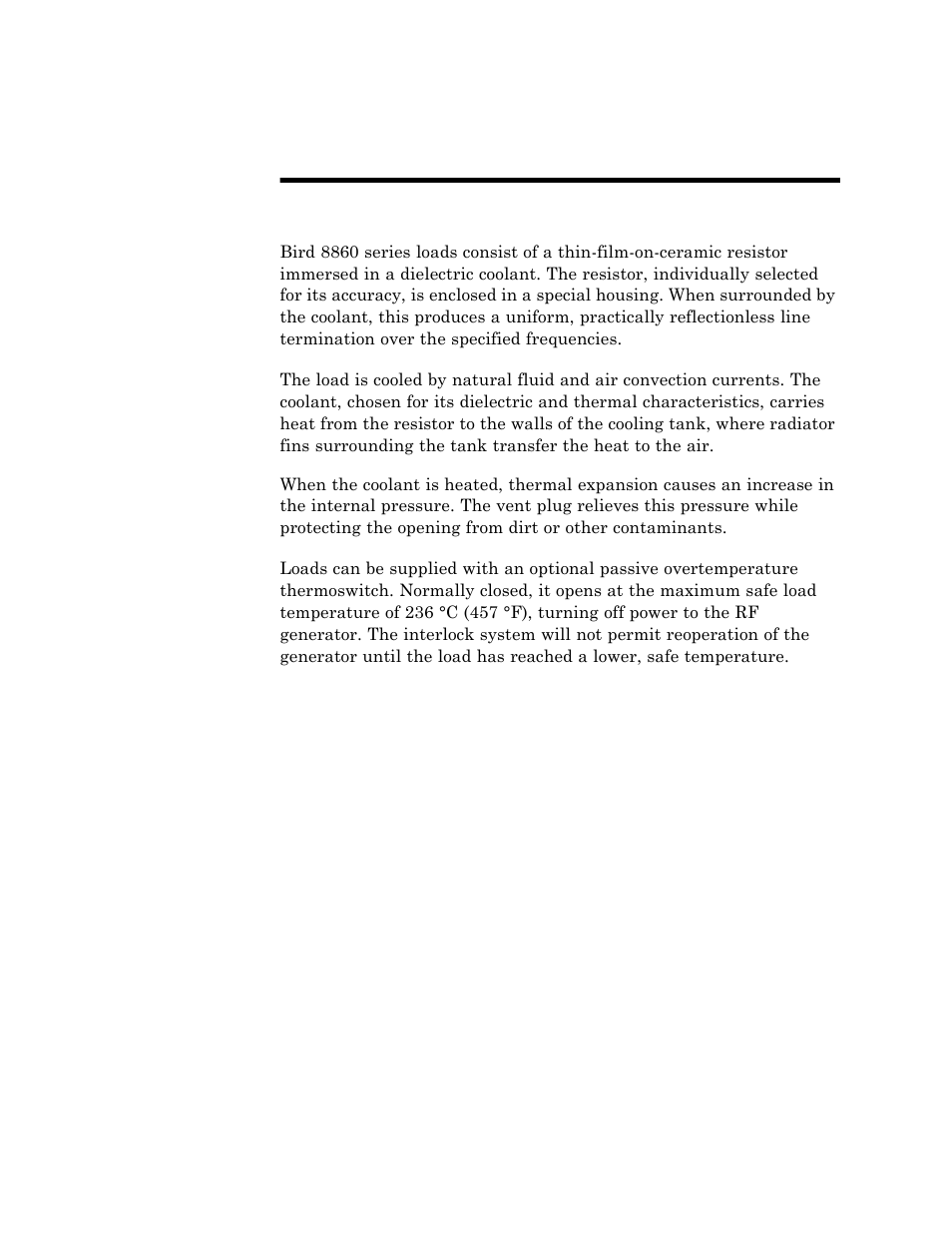 Chapter 2 theory of operation, Load resistor, Coolant | Thermal interlock, Theory of operation | Bird Technologies 8865SC13-Manual User Manual | Page 13 / 28