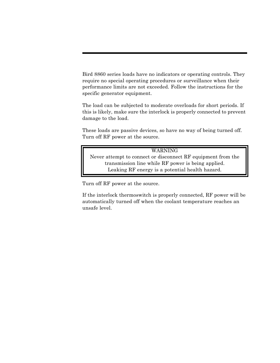 Chapter 4 operating instructions, Normal operation, Operation under abnormal conditions | Shutdown, Emergency shutdown, To chapter 4 – operating, Instructions. all instruct, Operating instructions | Bird Technologies 8865SC13-Manual User Manual | Page 19 / 28