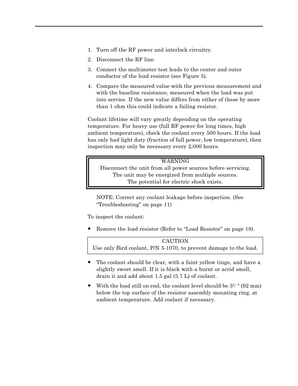 Coolant level | Bird Technologies 8865SC13-Manual User Manual | Page 23 / 28