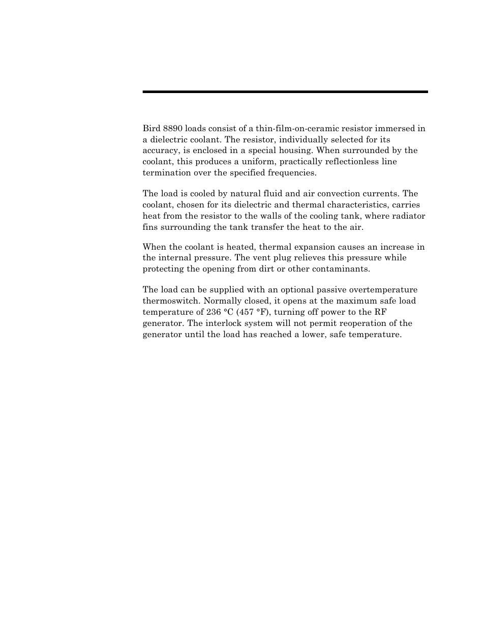 Chapter 2 theory of operation, Load resistor, Coolant | Thermal interlock, Theory of operation | Bird Technologies 8890-300SC13-Manual User Manual | Page 13 / 28