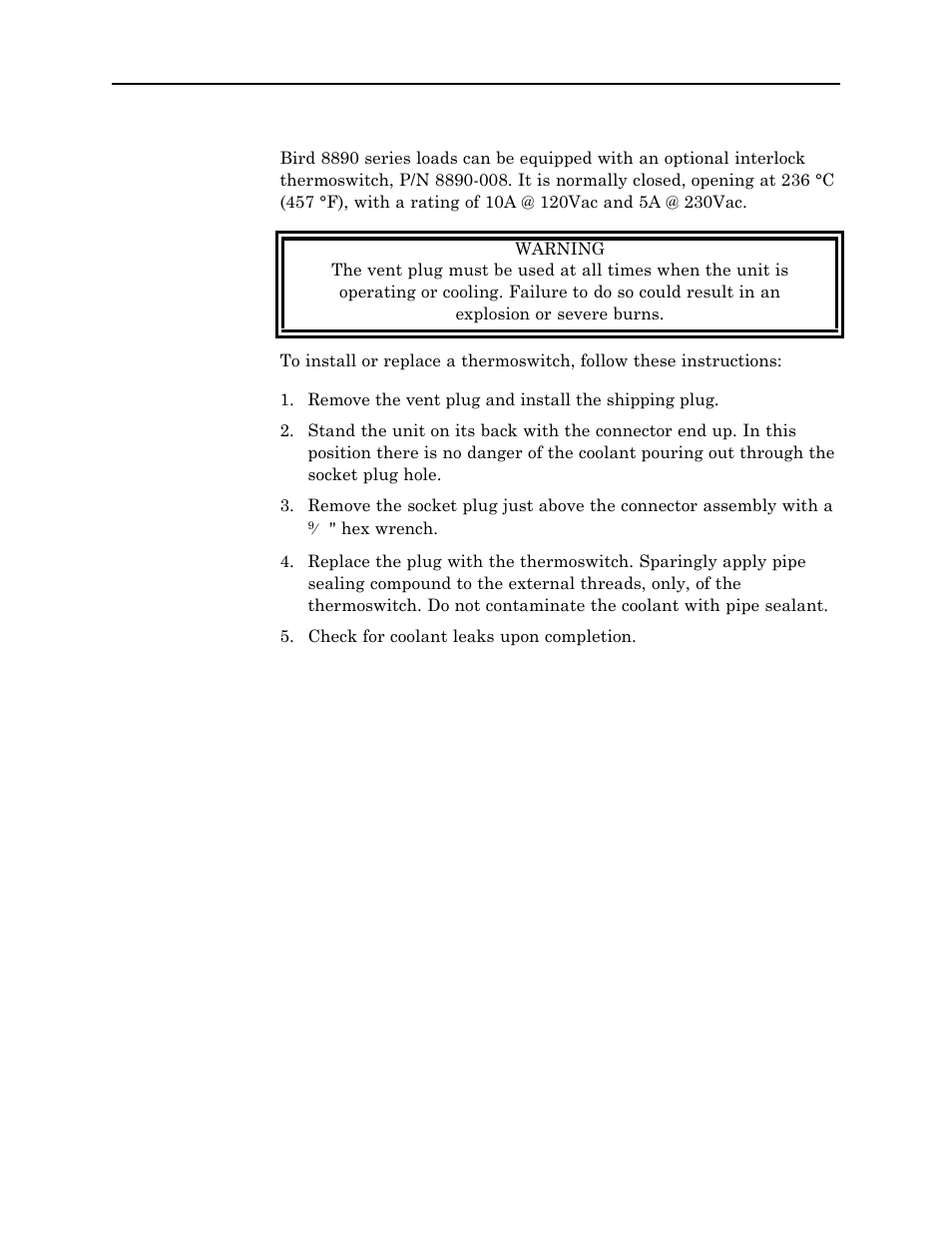 Installing thermoswitch | Bird Technologies 8890-300SC13-Manual User Manual | Page 16 / 28