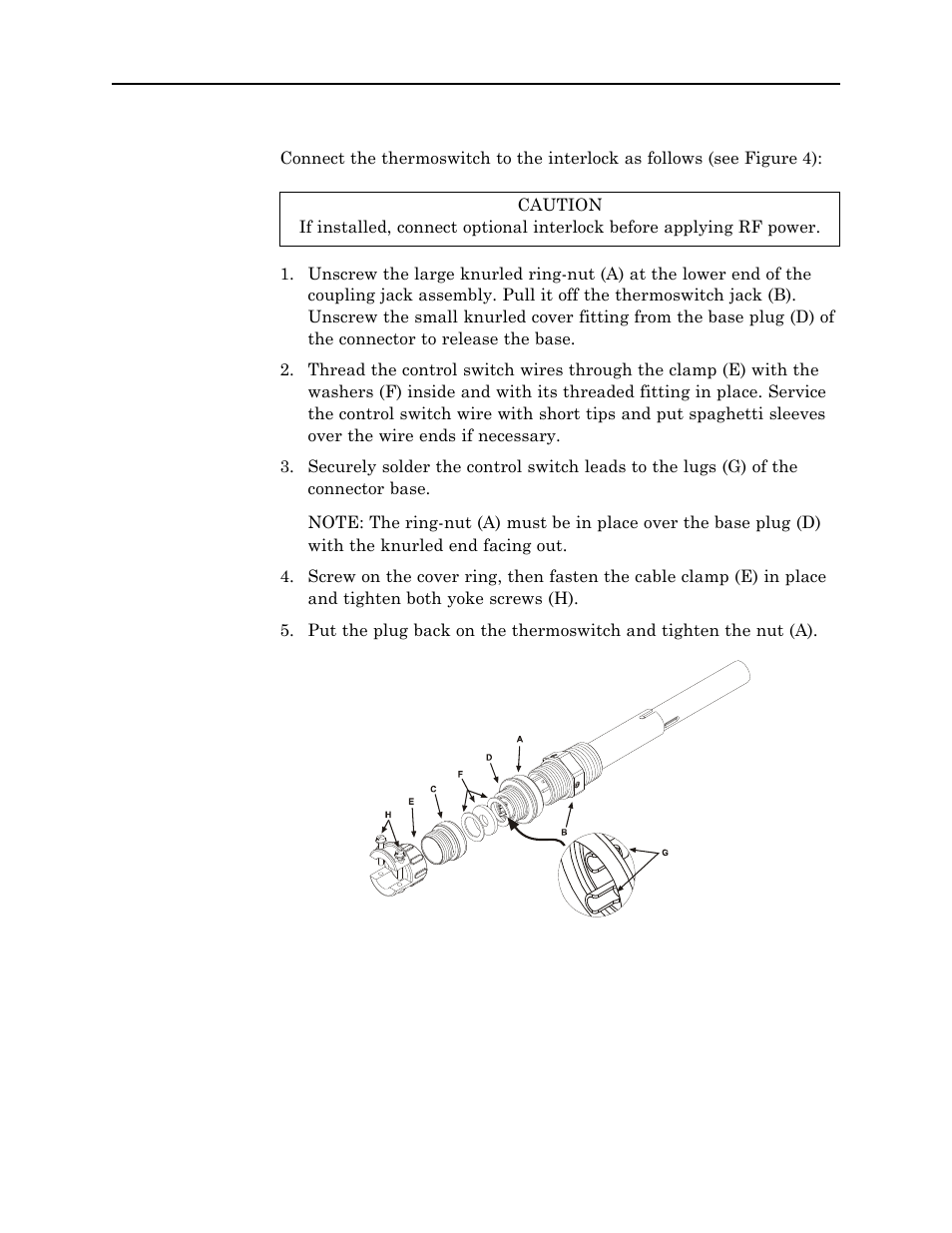 Interlock connection, Figure 4 thermoswitch assembly | Bird Technologies 8890-300SC13-Manual User Manual | Page 17 / 28