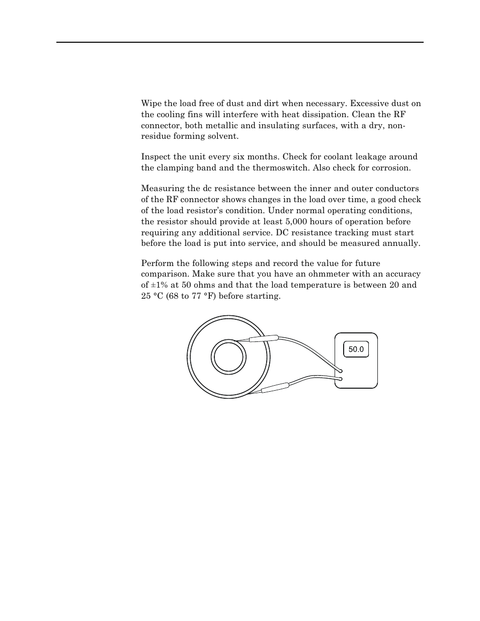 Maintenance, Cleaning, Inspection | Dc resistance, Figure 5 measuring resistance | Bird Technologies 8890-300SC13-Manual User Manual | Page 22 / 28