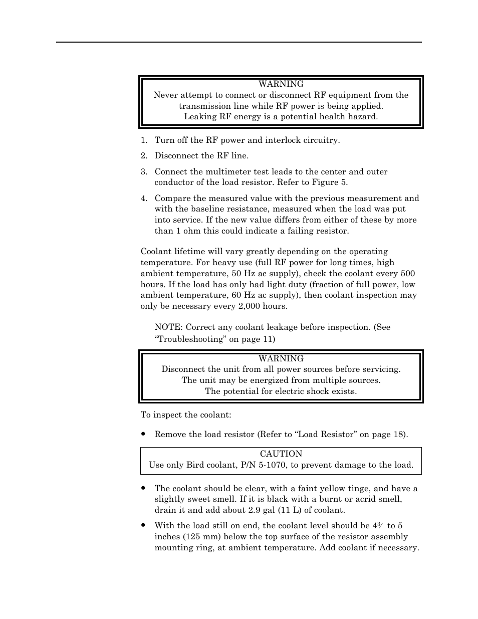 Coolant level | Bird Technologies 8890-300SC13-Manual User Manual | Page 23 / 28