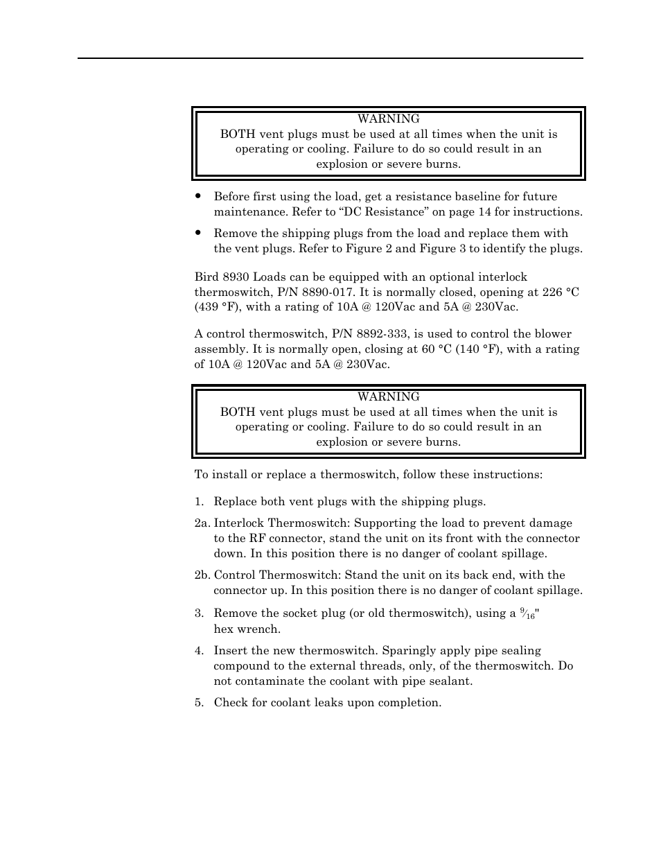 Setup, Thermoswitch | Bird Technologies 8931-230SC13-Manual User Manual | Page 16 / 34