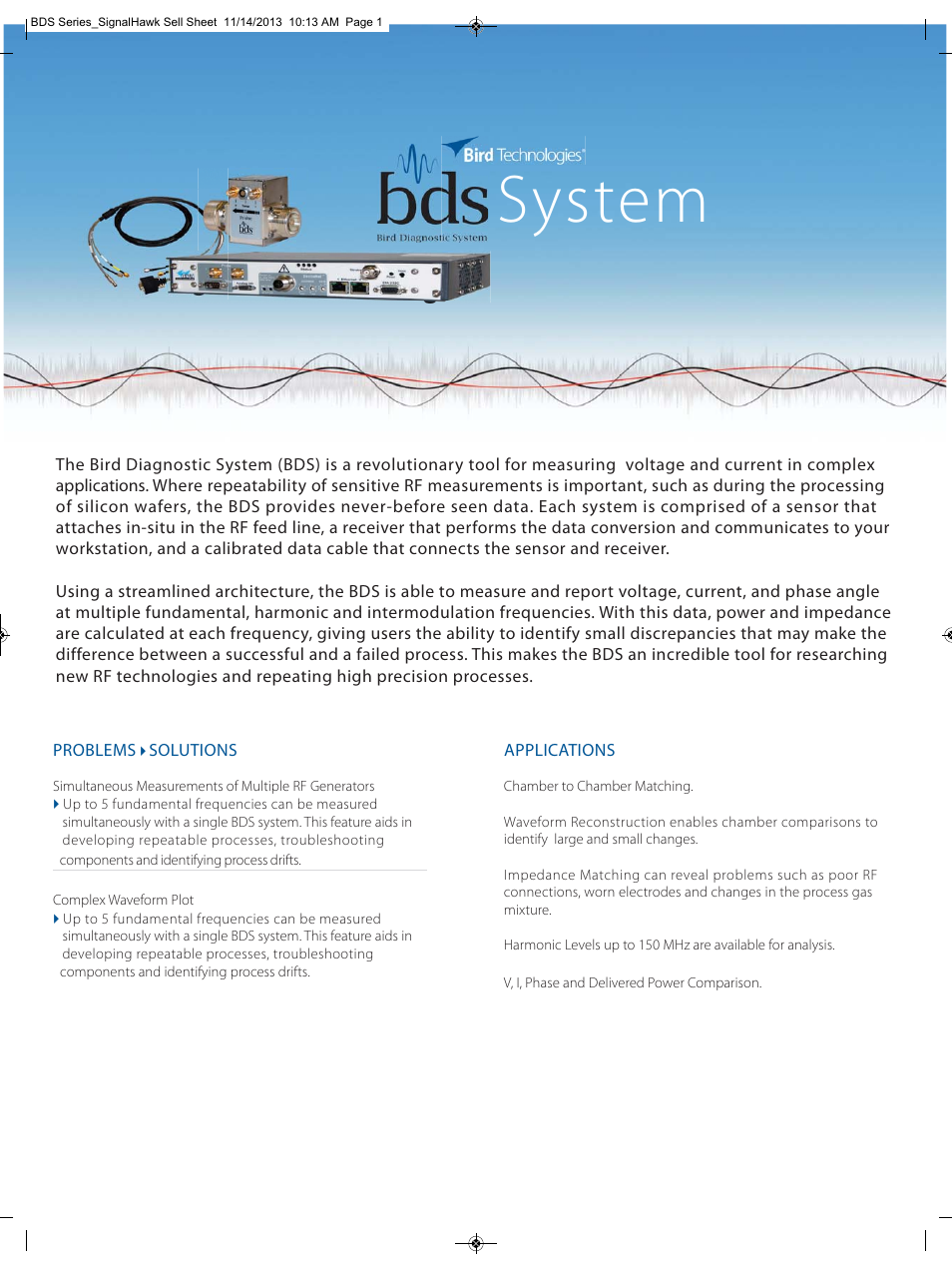 Bird Technologies BDS-Datasheet User Manual | 2 pages