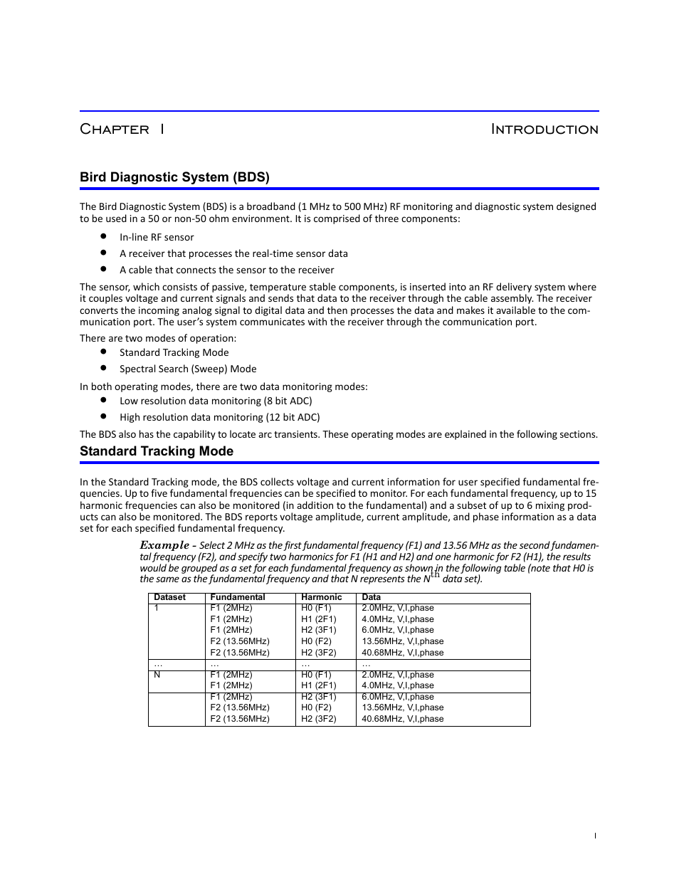Chapter 1 introduction, Bird diagnostic system (bds), Standard tracking mode | Bird Technologies BDS-Manual User Manual | Page 15 / 98