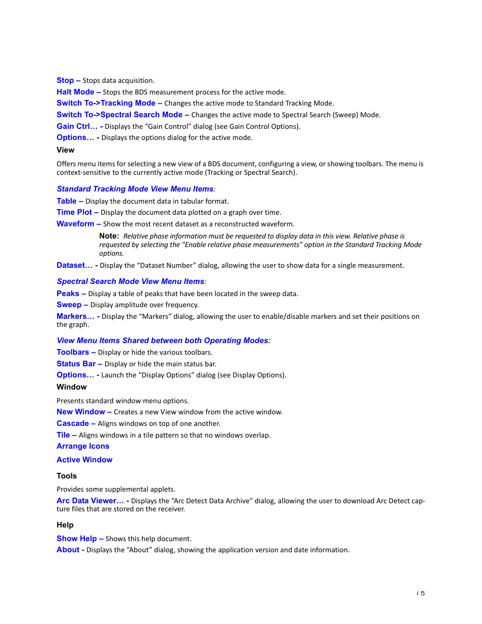 View, Window, Tools | Help, View window tools help | Bird Technologies BDS-Manual User Manual | Page 29 / 98