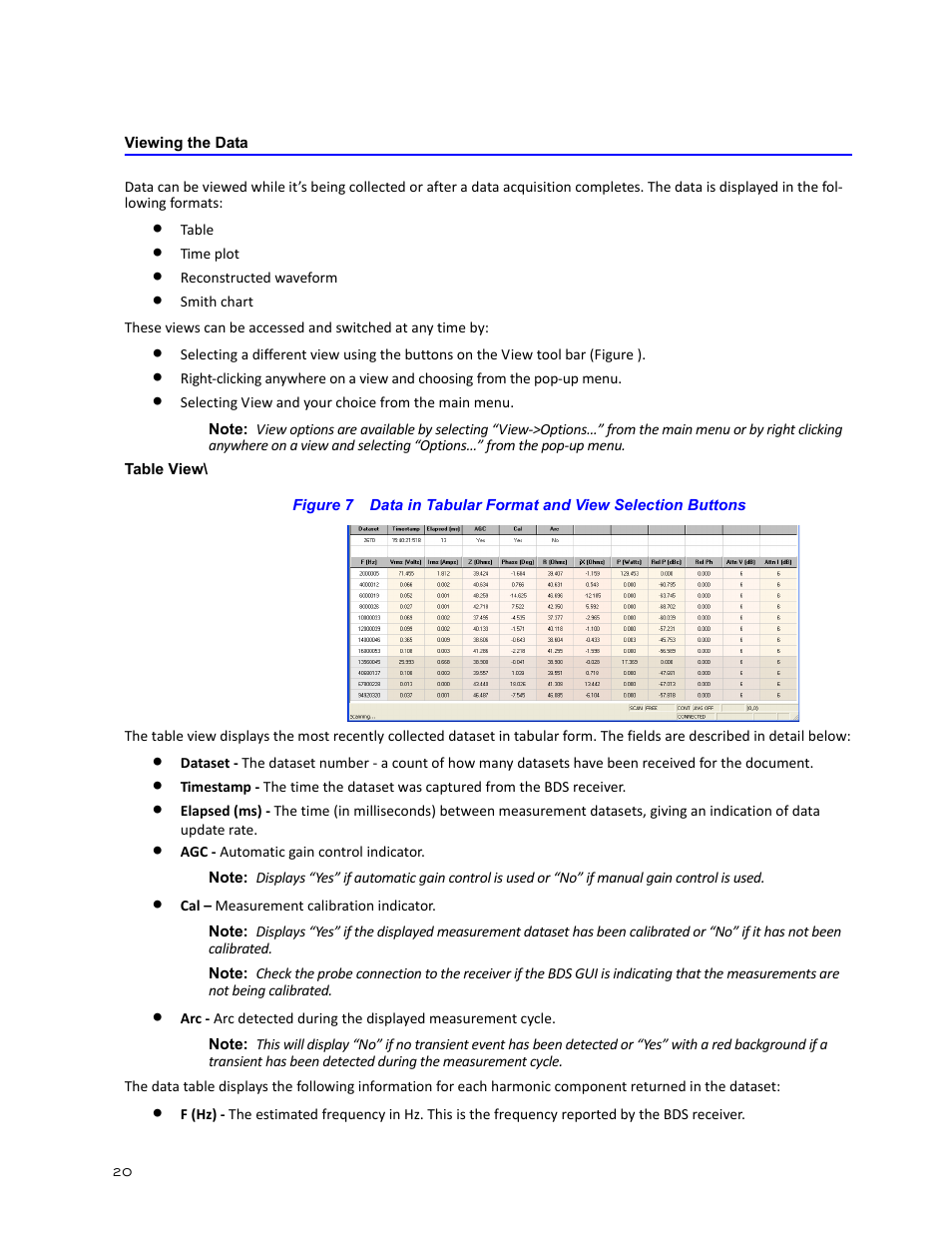 Viewing the data, Table view | Bird Technologies BDS-Manual User Manual | Page 34 / 98