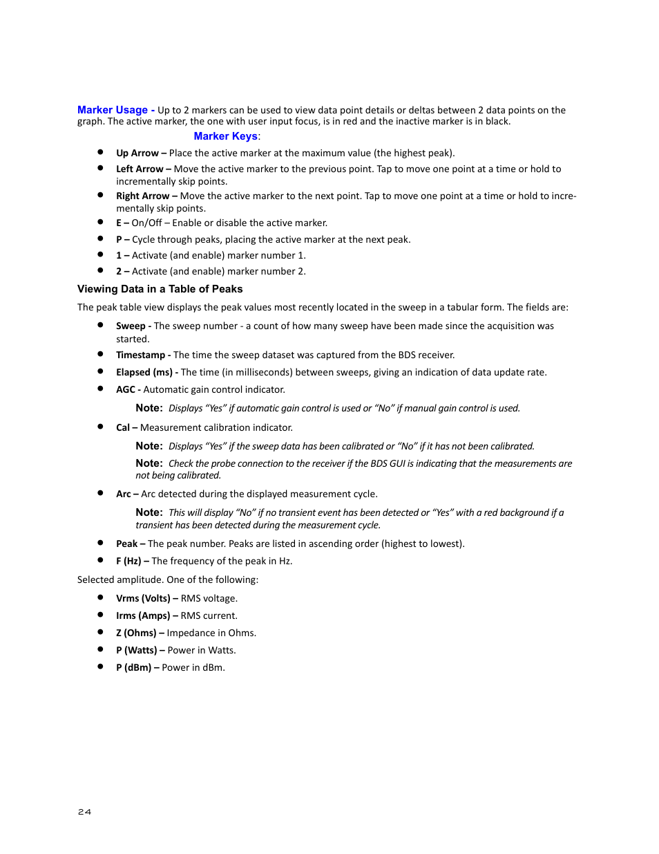 Viewing data in a table of peaks | Bird Technologies BDS-Manual User Manual | Page 38 / 98