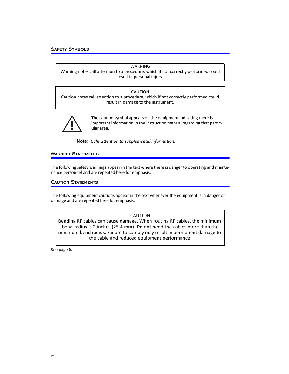 Safety symbols, Warning statements, Caution statements | Bird Technologies BDS-Manual User Manual | Page 4 / 98