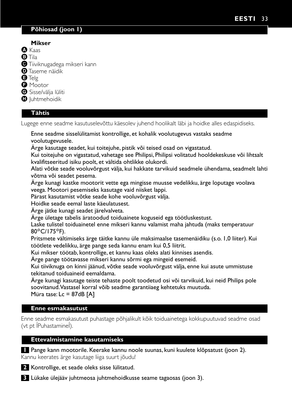 Eesti 33 | Philips HR1700 User Manual | Page 33 / 56