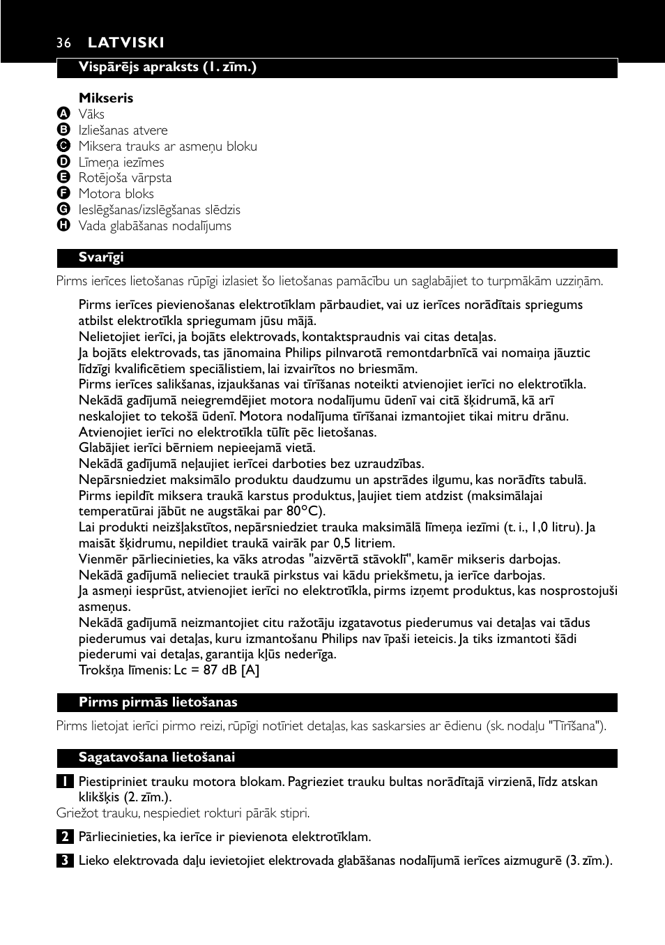 Latviski 36 | Philips HR1700 User Manual | Page 36 / 56