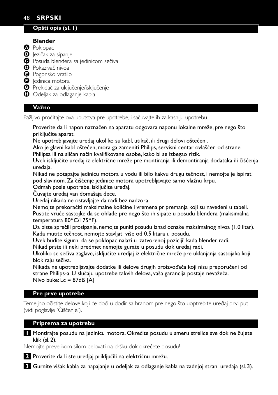 Srpski 48 | Philips HR1700 User Manual | Page 48 / 56