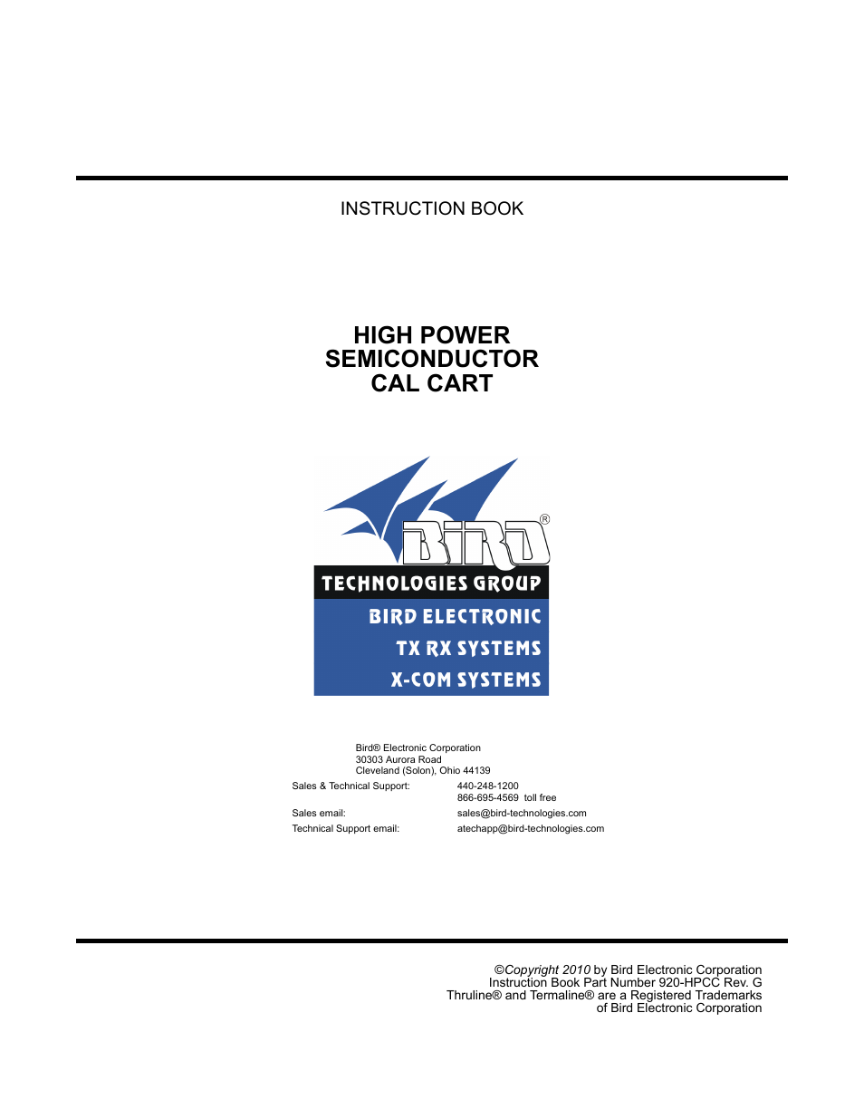 Bird Technologies SCC8 Series-Manual User Manual | 47 pages