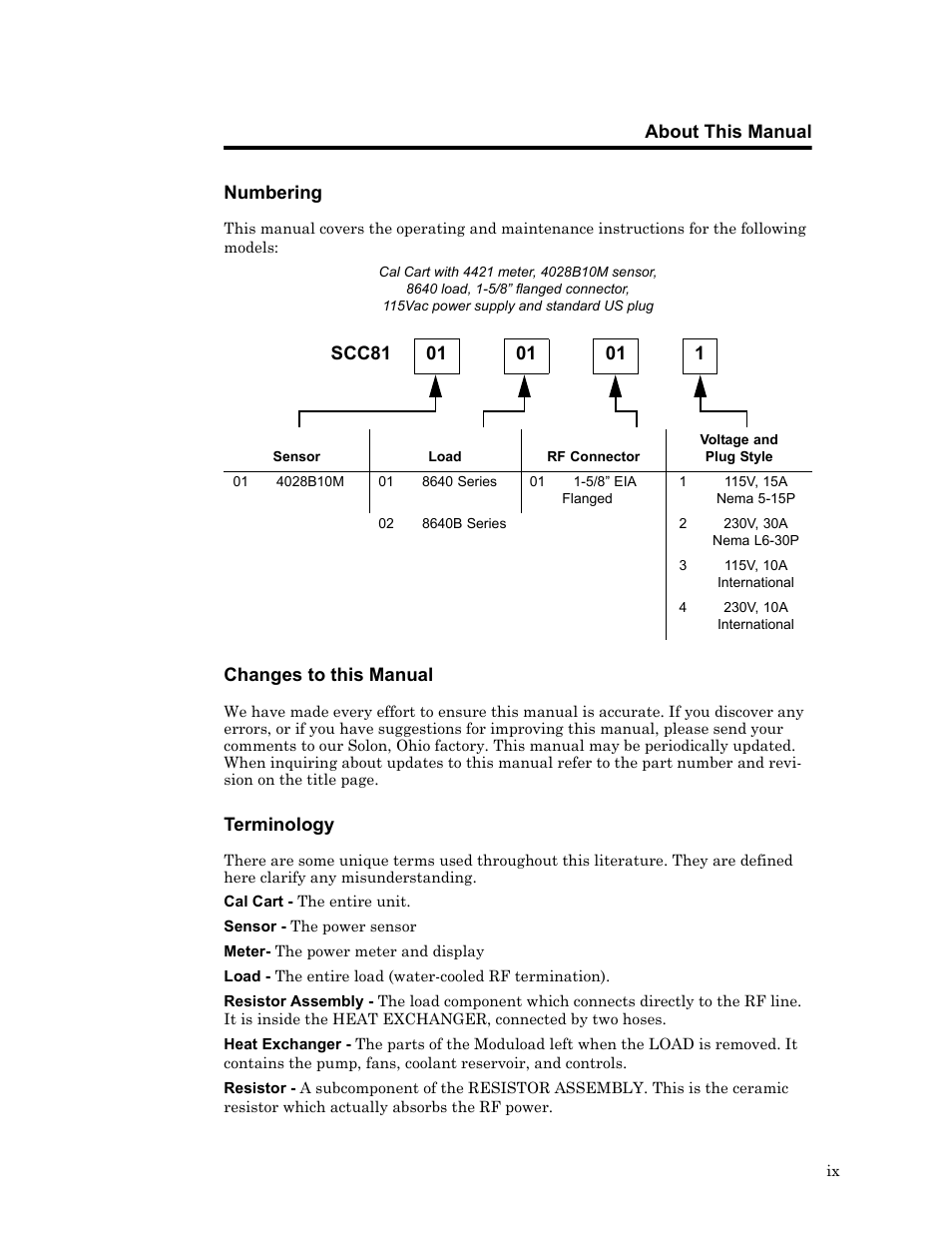 Numbering, Changes to this manual, Terminology | Bird Technologies SCC8 Series-Manual User Manual | Page 11 / 47