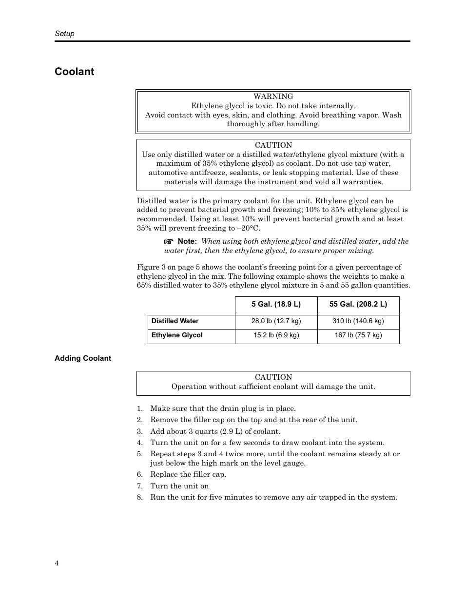 Coolant, Adding coolant, S 4 an | S 4, 7 and | Bird Technologies SCC8 Series-Manual User Manual | Page 18 / 47