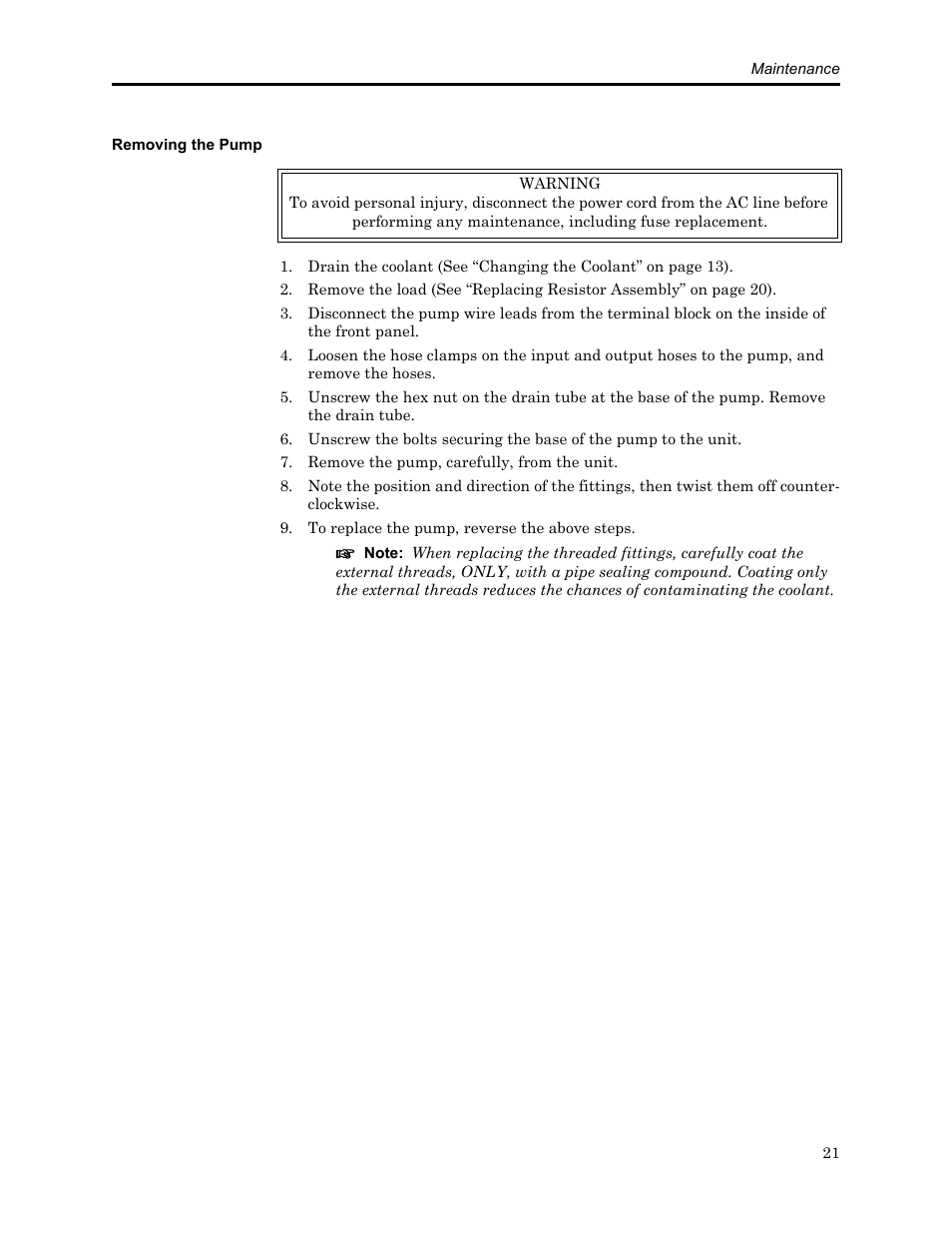Removing the pump | Bird Technologies SCC8 Series-Manual User Manual | Page 35 / 47