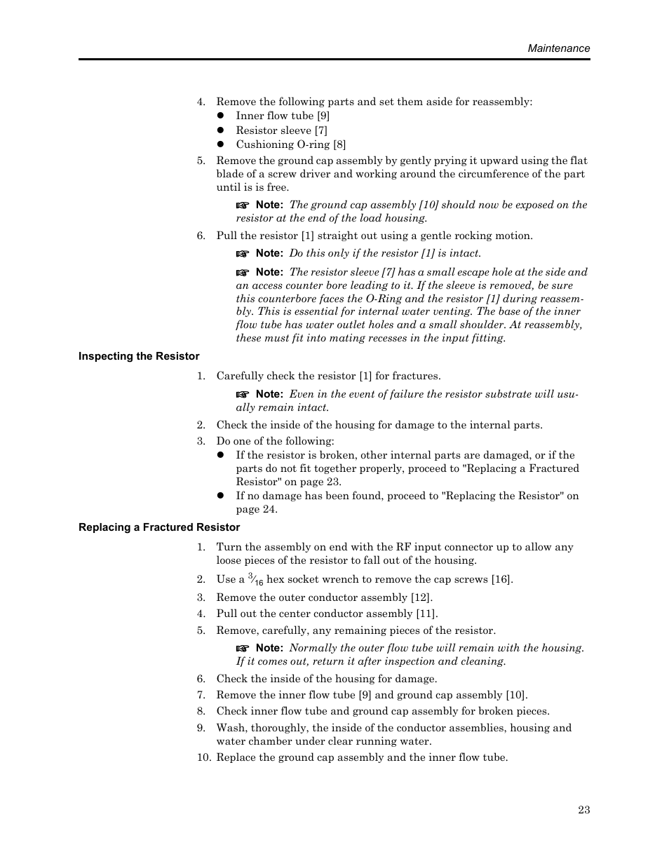 Inspecting the resistor, Replacing a fractured resistor | Bird Technologies SCC8 Series-Manual User Manual | Page 37 / 47