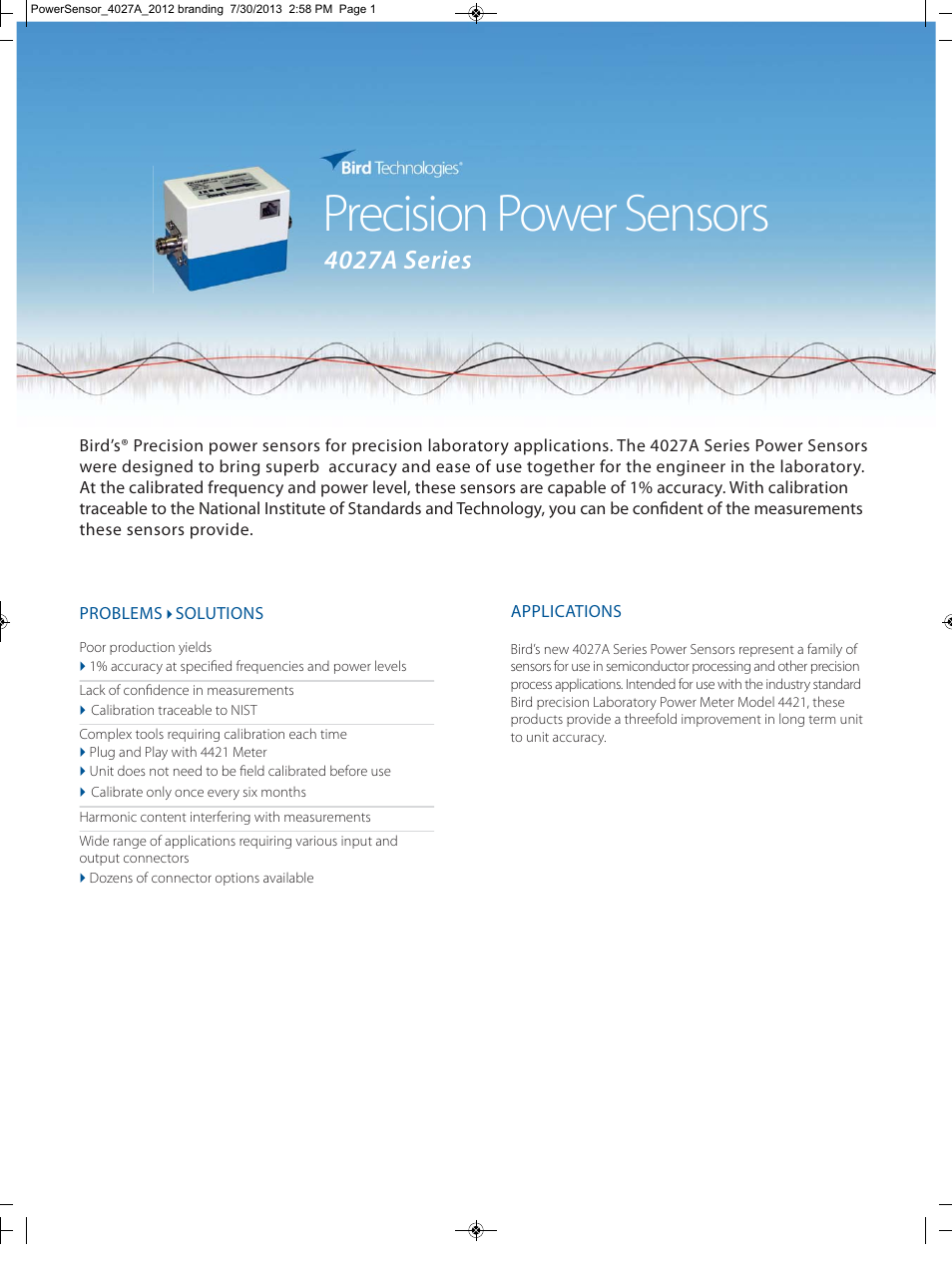 Bird Technologies 4027A Series-Datasheet User Manual | 2 pages