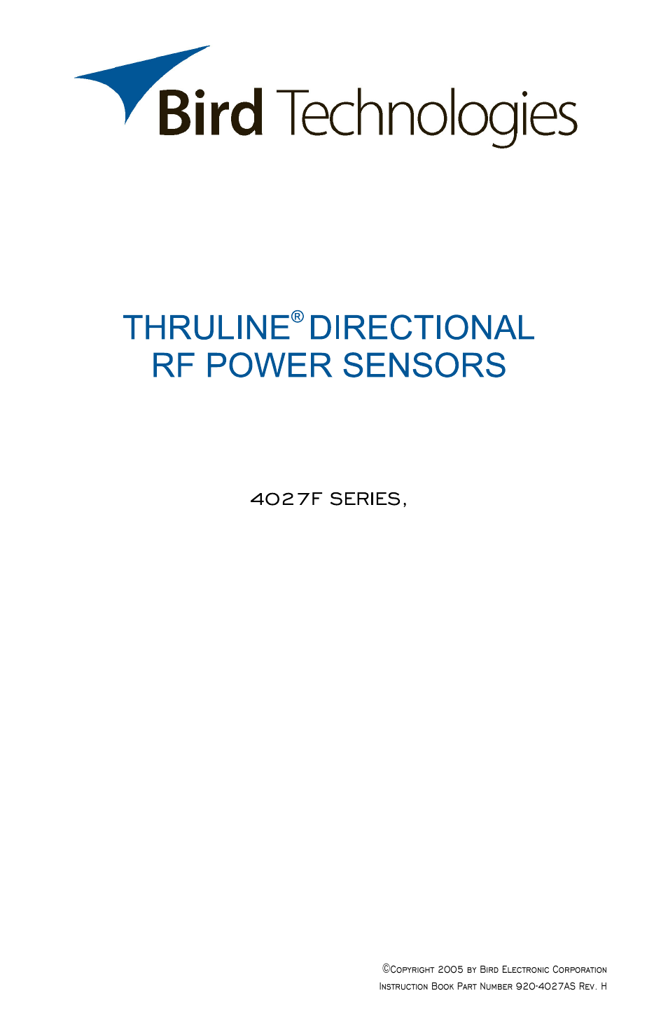 Bird Technologies 4027A Series-Manual User Manual | 6 pages