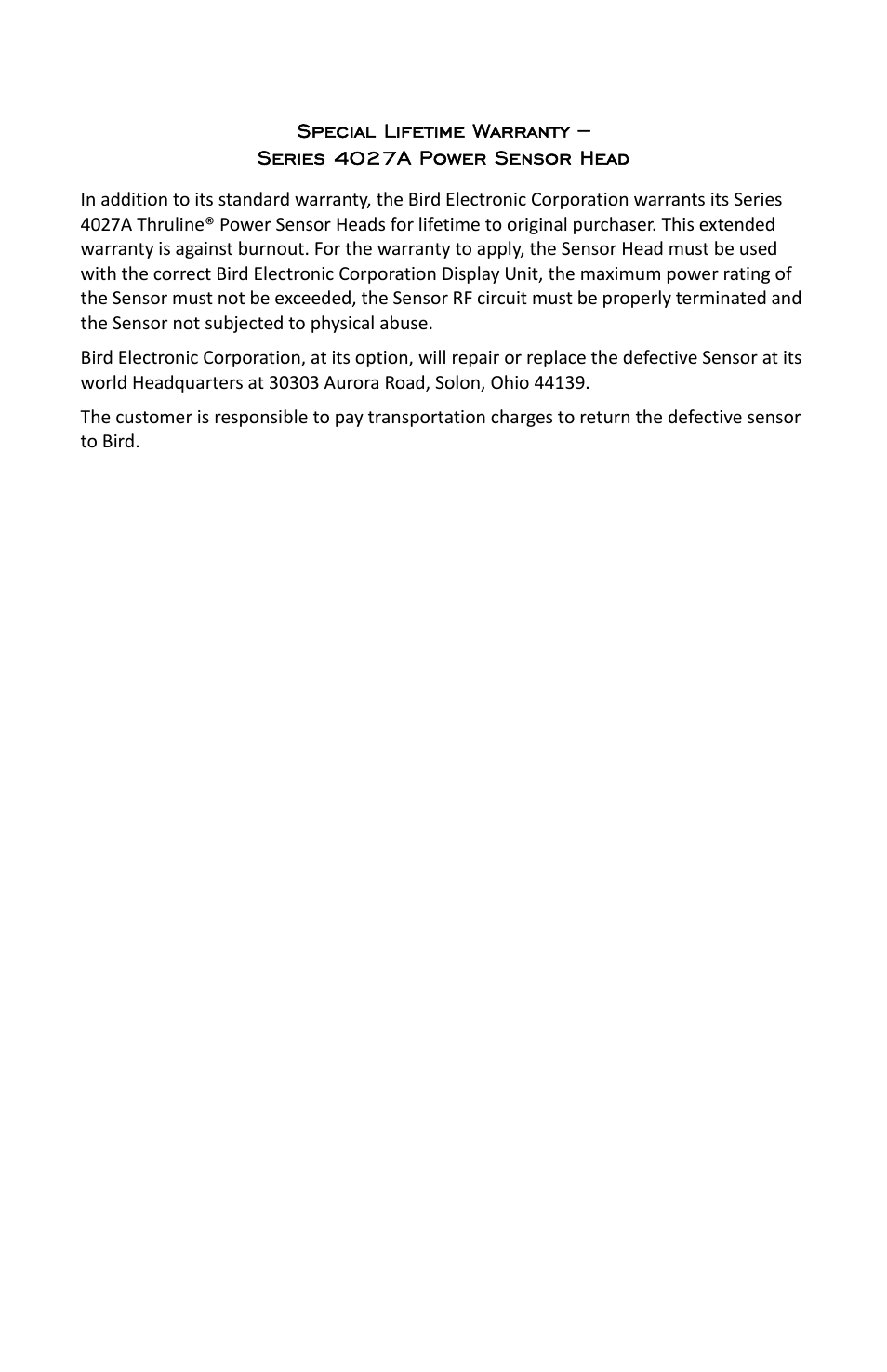 Bird Technologies 4027A Series-Manual User Manual | Page 6 / 6