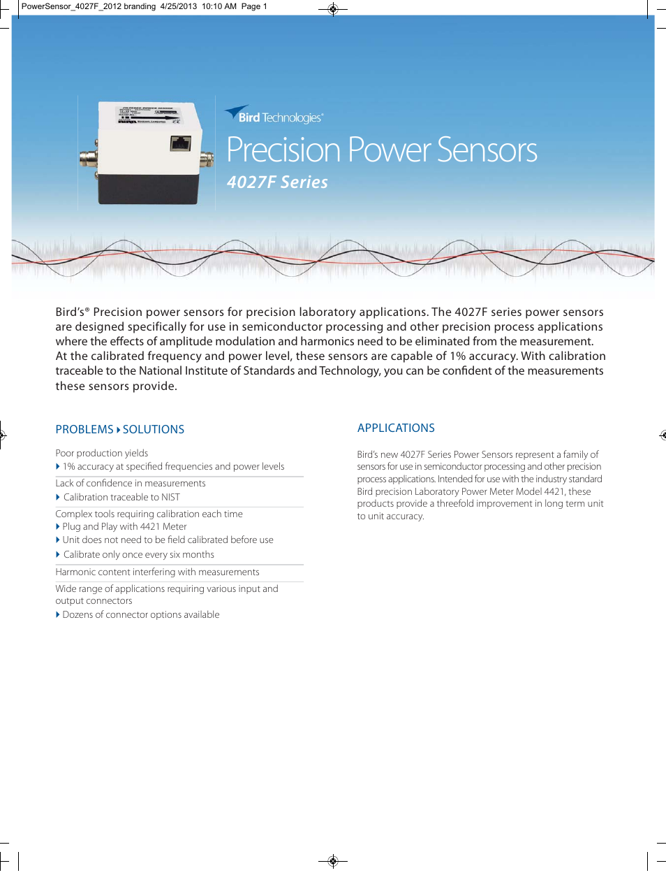Bird Technologies 4027F Series-Datasheet User Manual | 2 pages