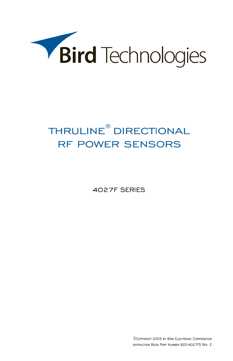Bird Technologies 4027F Series-Manual User Manual | 6 pages