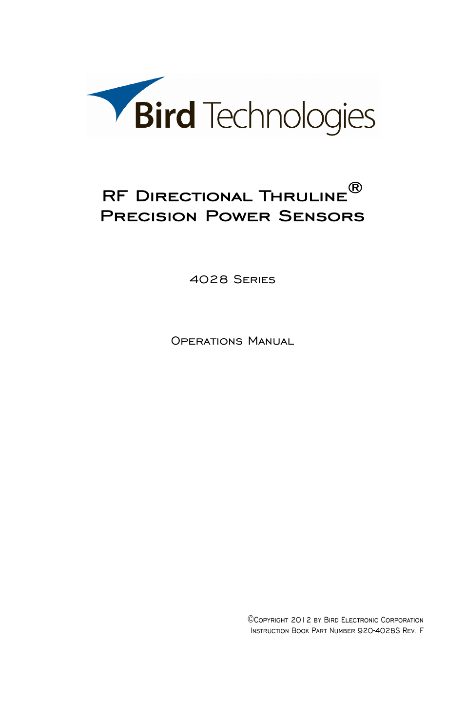 Bird Technologies 4028 Series-Manual User Manual | 6 pages